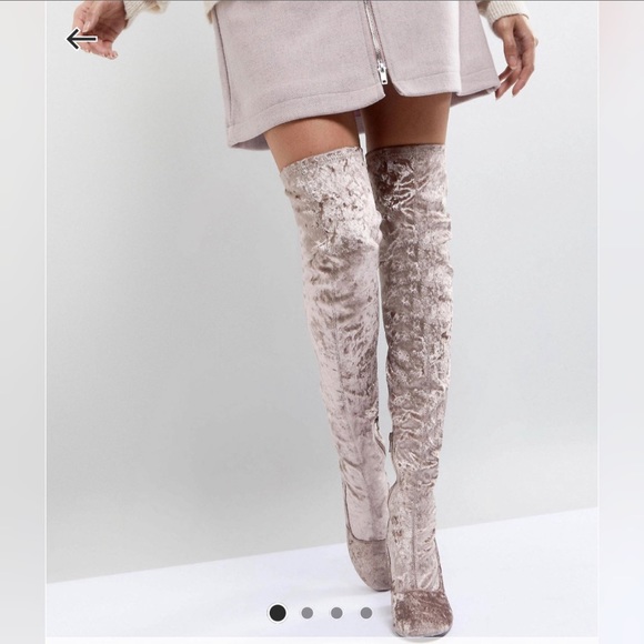 ASOS Shoes - NEW ASOS Katch Up crushed velvet knee high boots